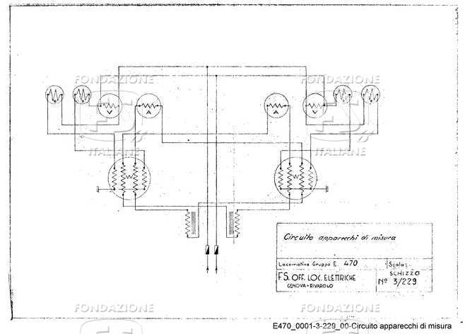 Locomotive Gruppo E 470. Circuito apparecchi di misura.