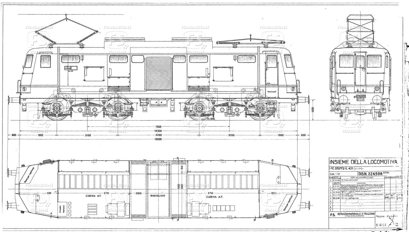 Locomotive gruppo E 424 - Insieme della locomotiva