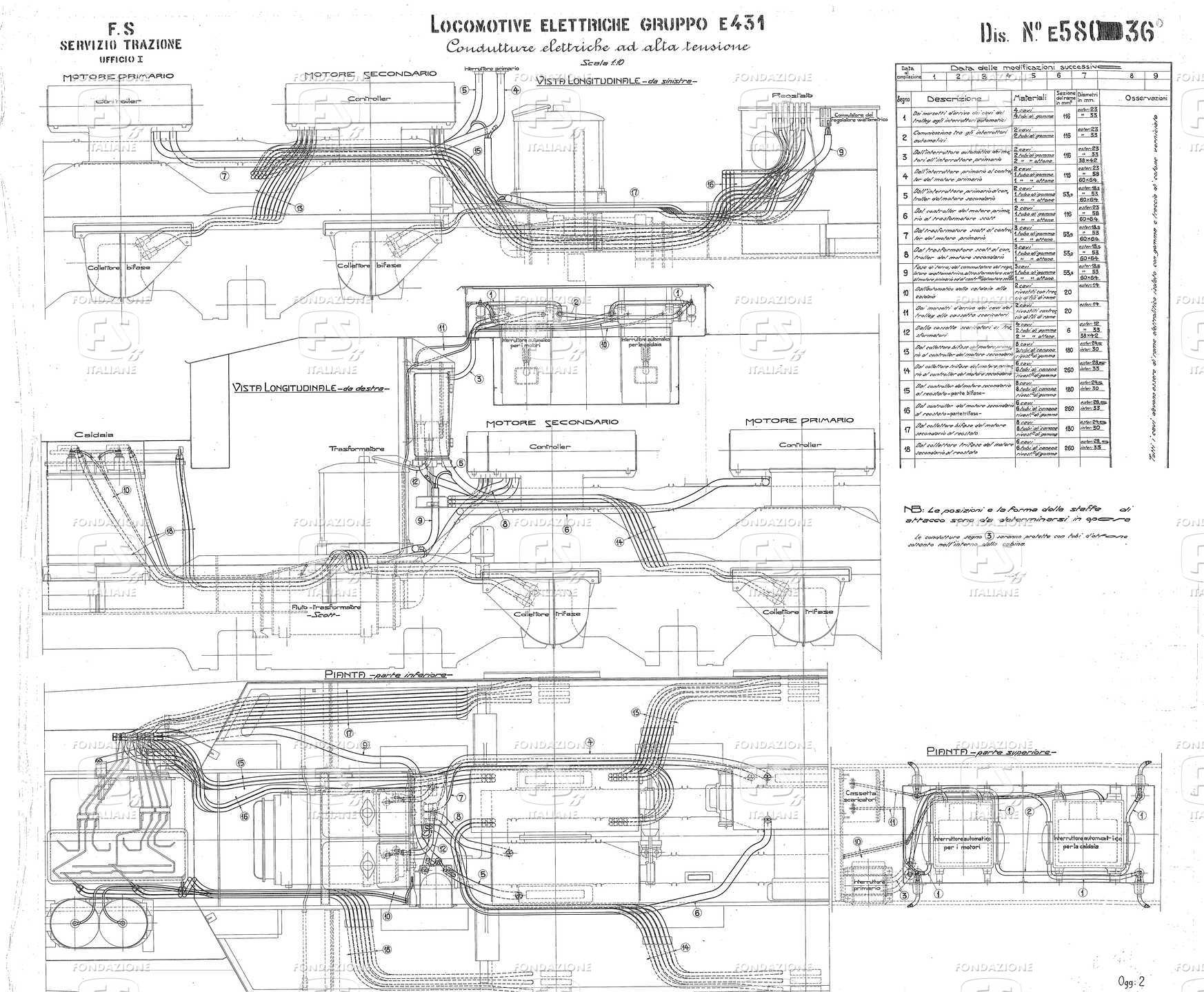 Locomotive Elettriche Gruppo E 431 - Condutture elettriche ad alta tensione.
