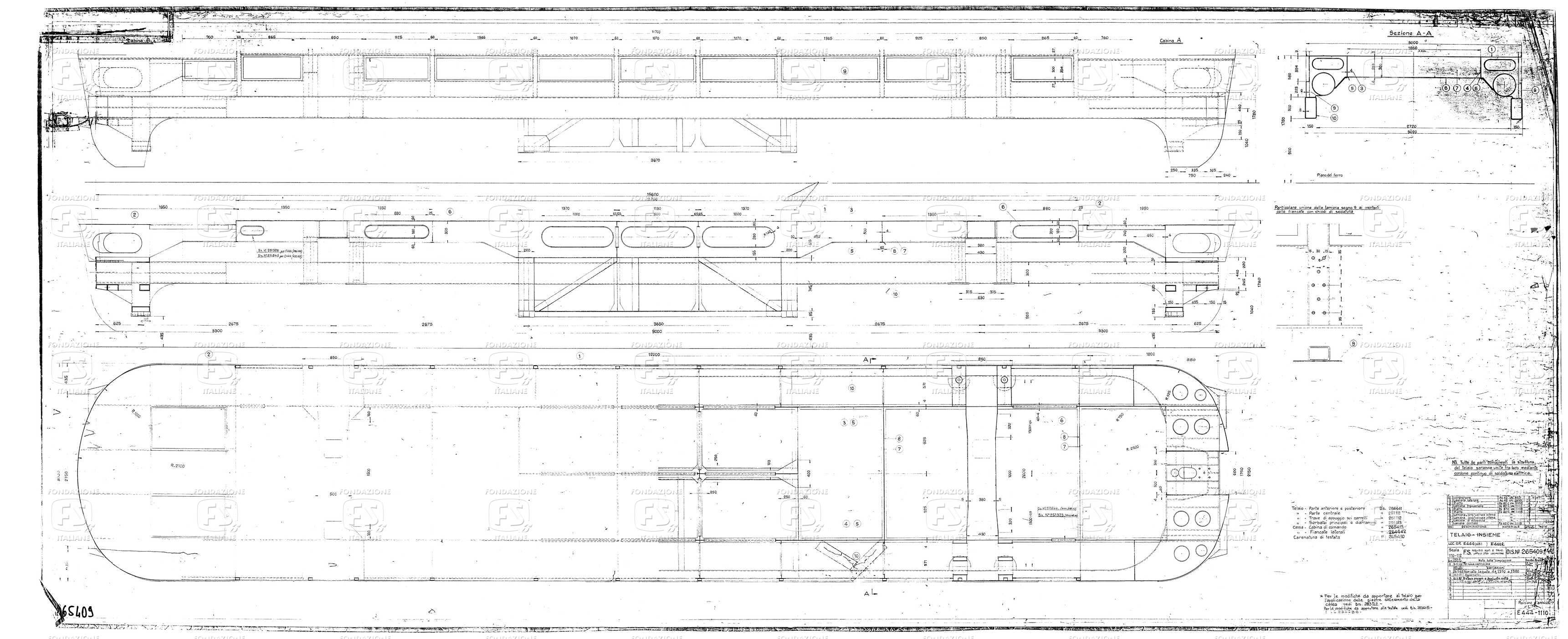 Locomotiva gruppo E 444.005; E 444 R - Telaio - Insieme