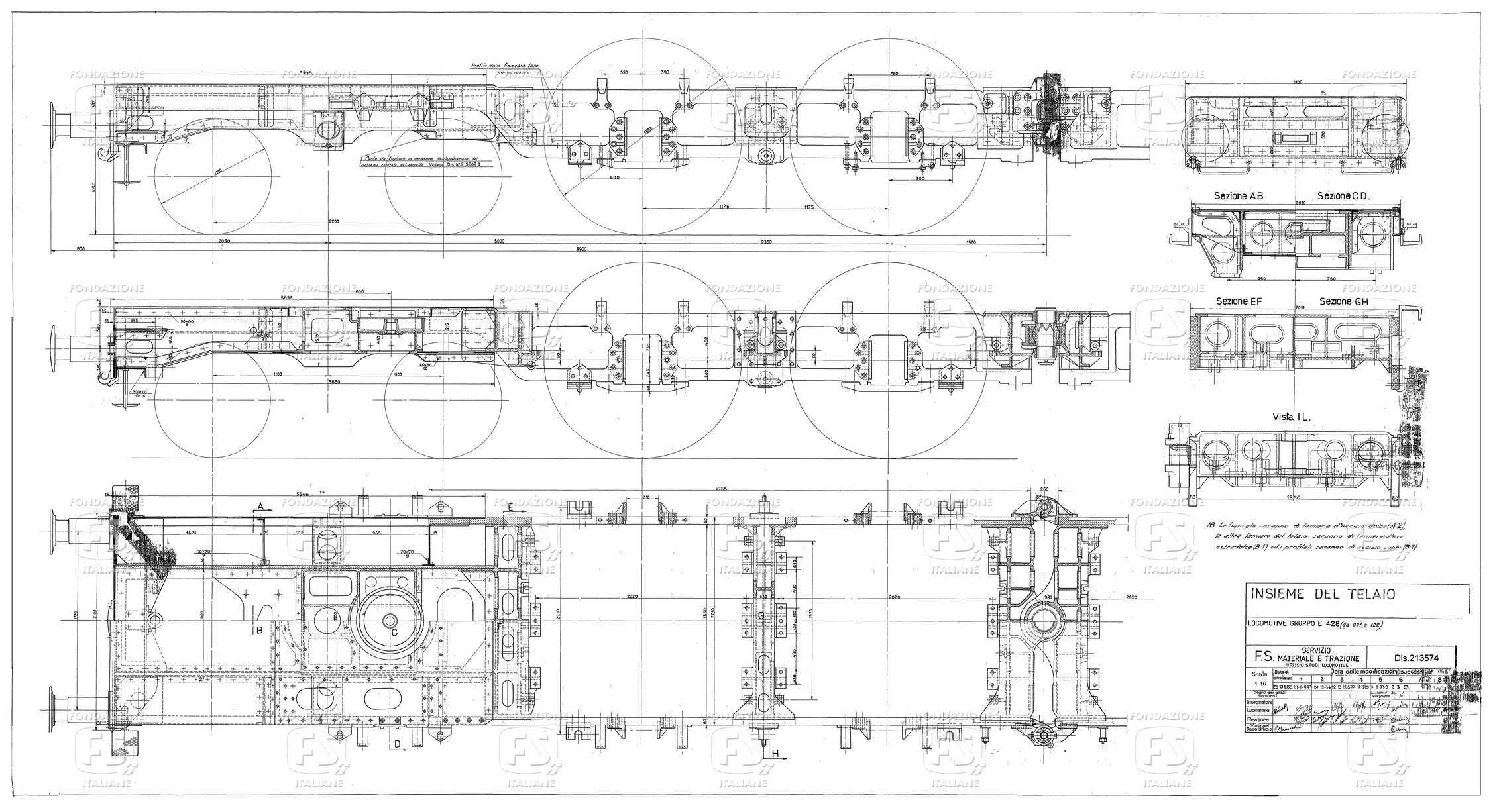 Locomotive gruppo E 428 (da 001 a 122)  - Insieme del telaio