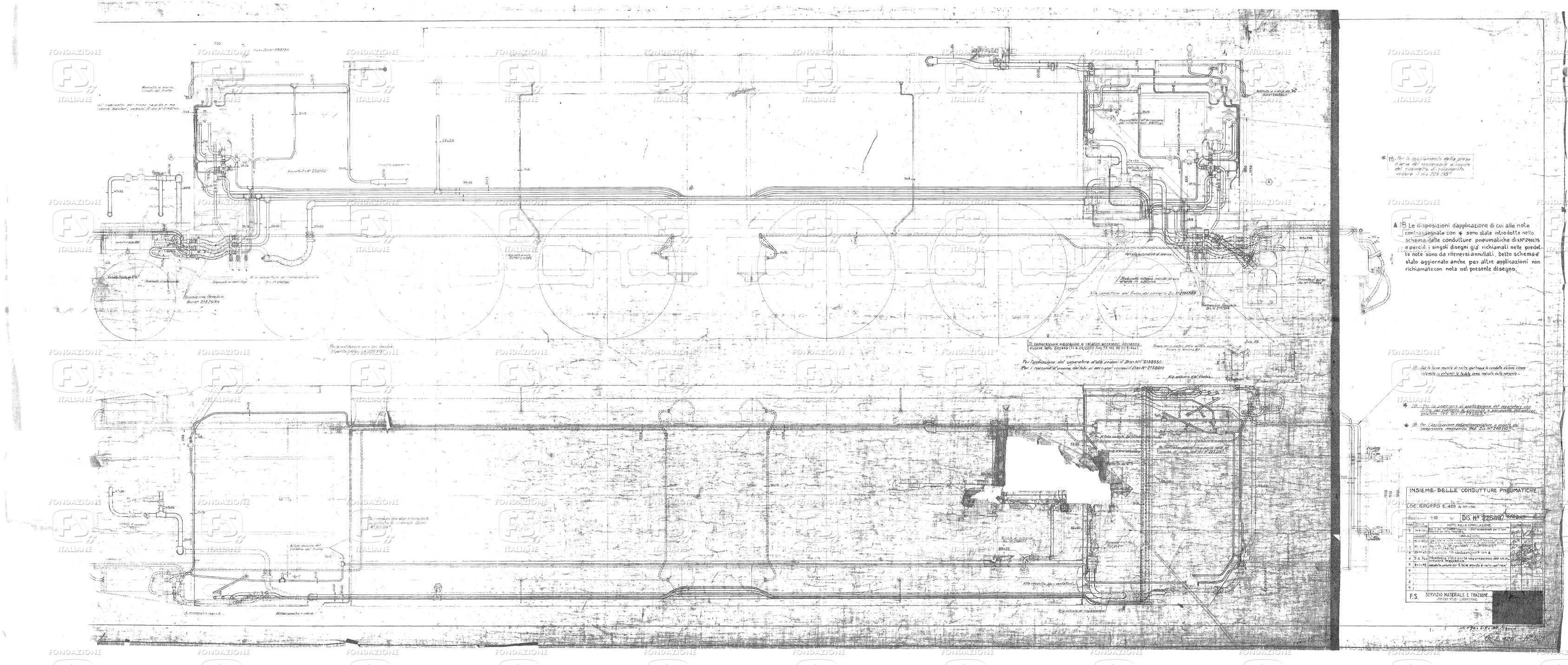 Locomotive gruppo E 428 (001  096) - Insieme delle condutture pneumatiche