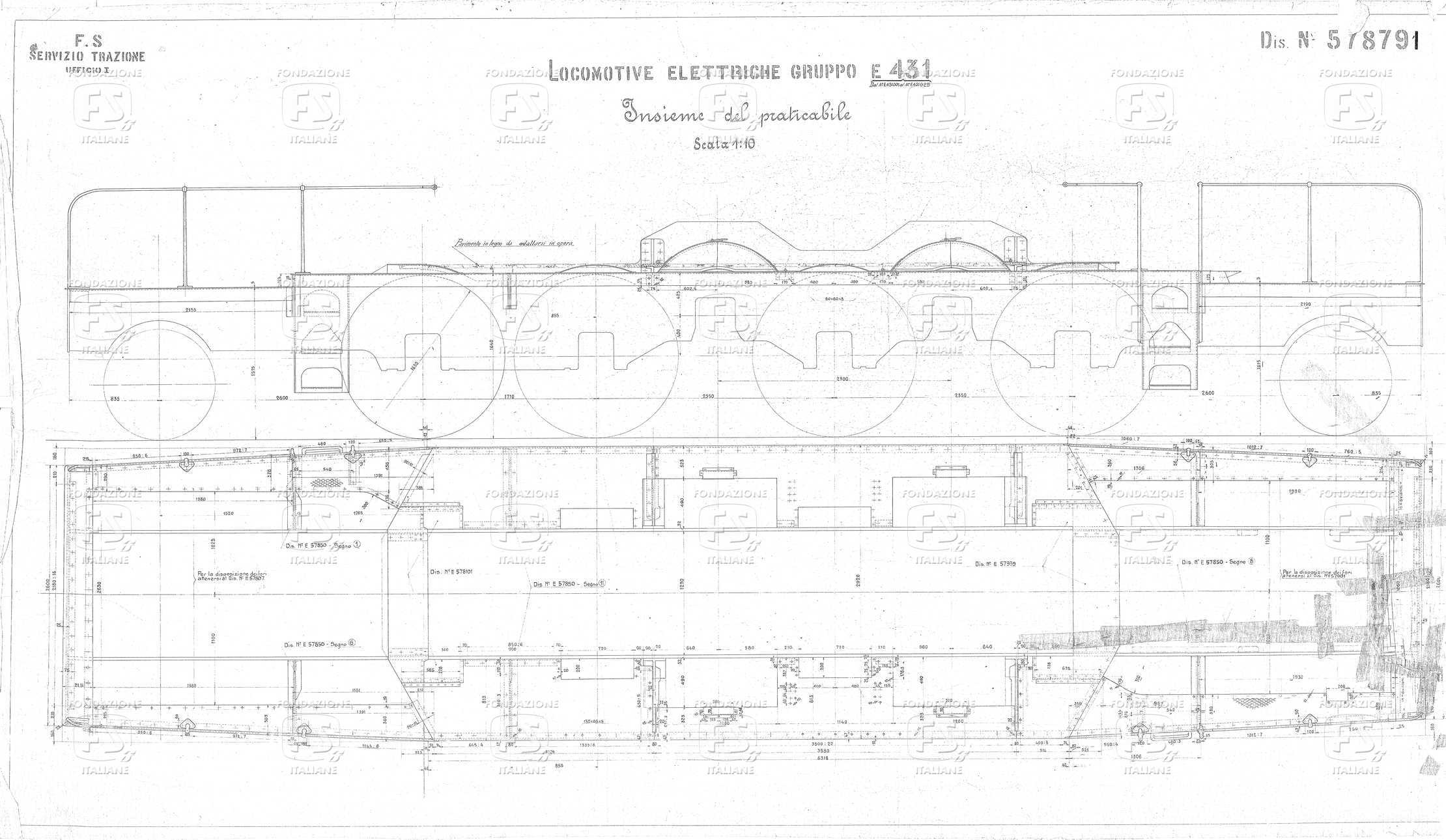 Locomotive  elettriche Gruppo E 431 dal n. E 431.001 al n. E 431.025 - Insieme del praticabile.