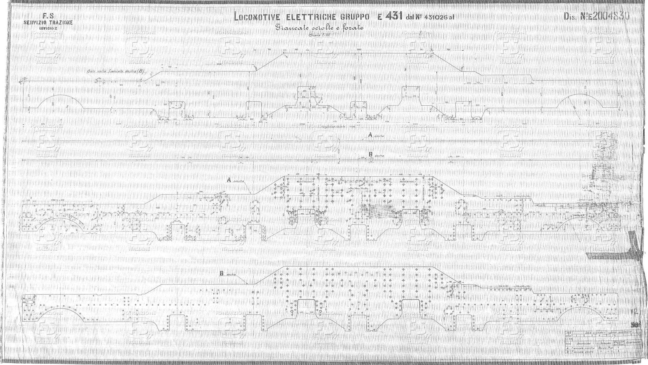 Locomotive Elettriche Gruppo E 431 dal n. 431.026 al … - Fiancate sciolte e forate.