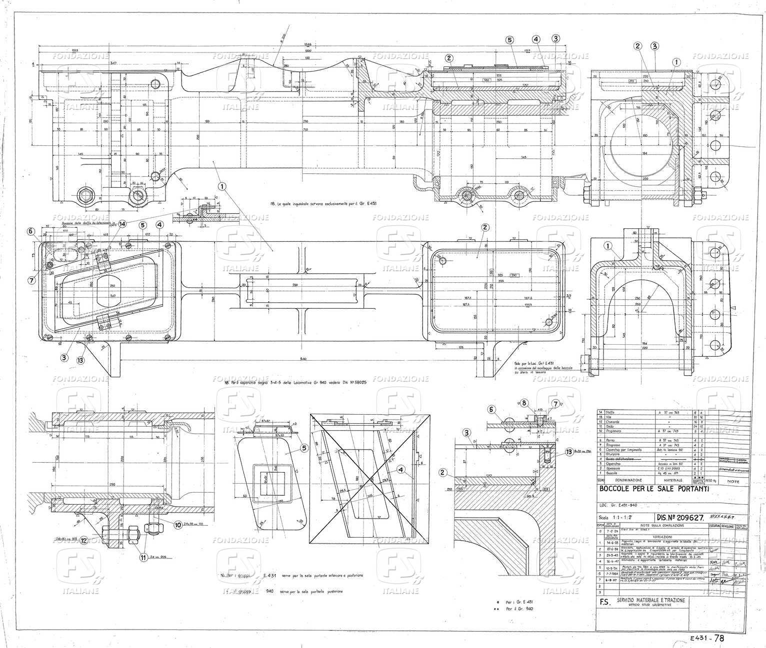 Locomotive Gruppo E 431 - 940 - Boccole per le sale portanti.