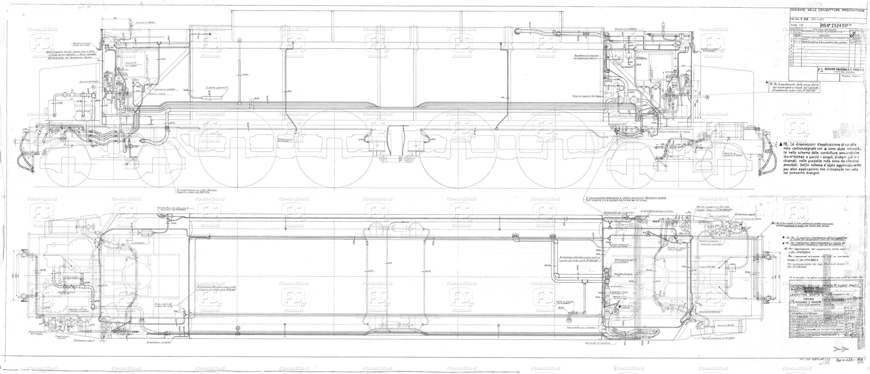 Locomotive gruppo E 428 (097-122) - Insieme delle condutture pneumatiche