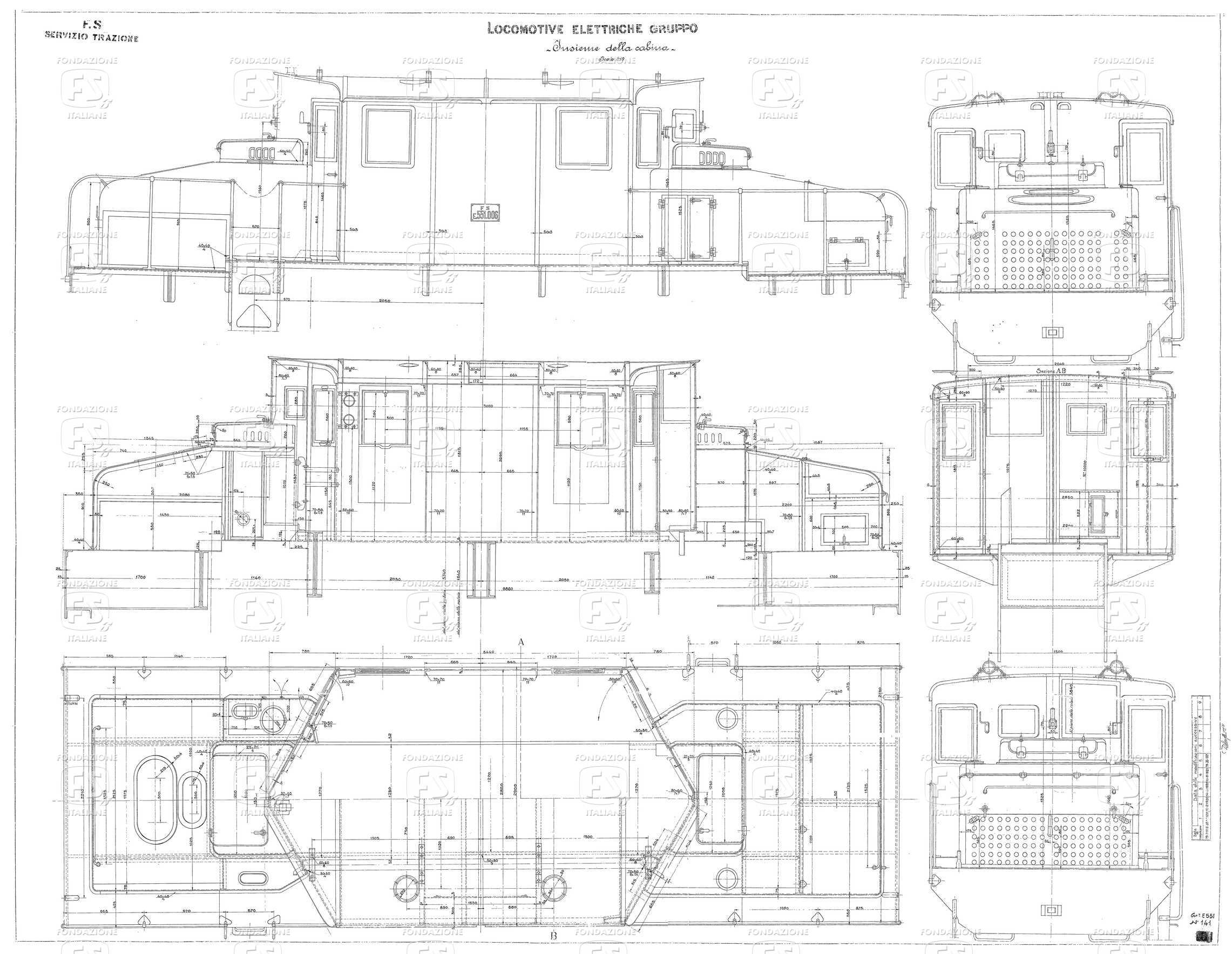 Locomotive elettriche Gruppo E 551. Insieme della cabina