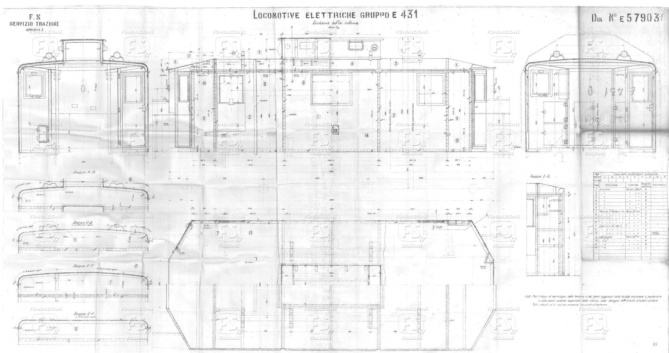 Locomotive Elettriche Gruppo E 431 - Insieme della cabina.