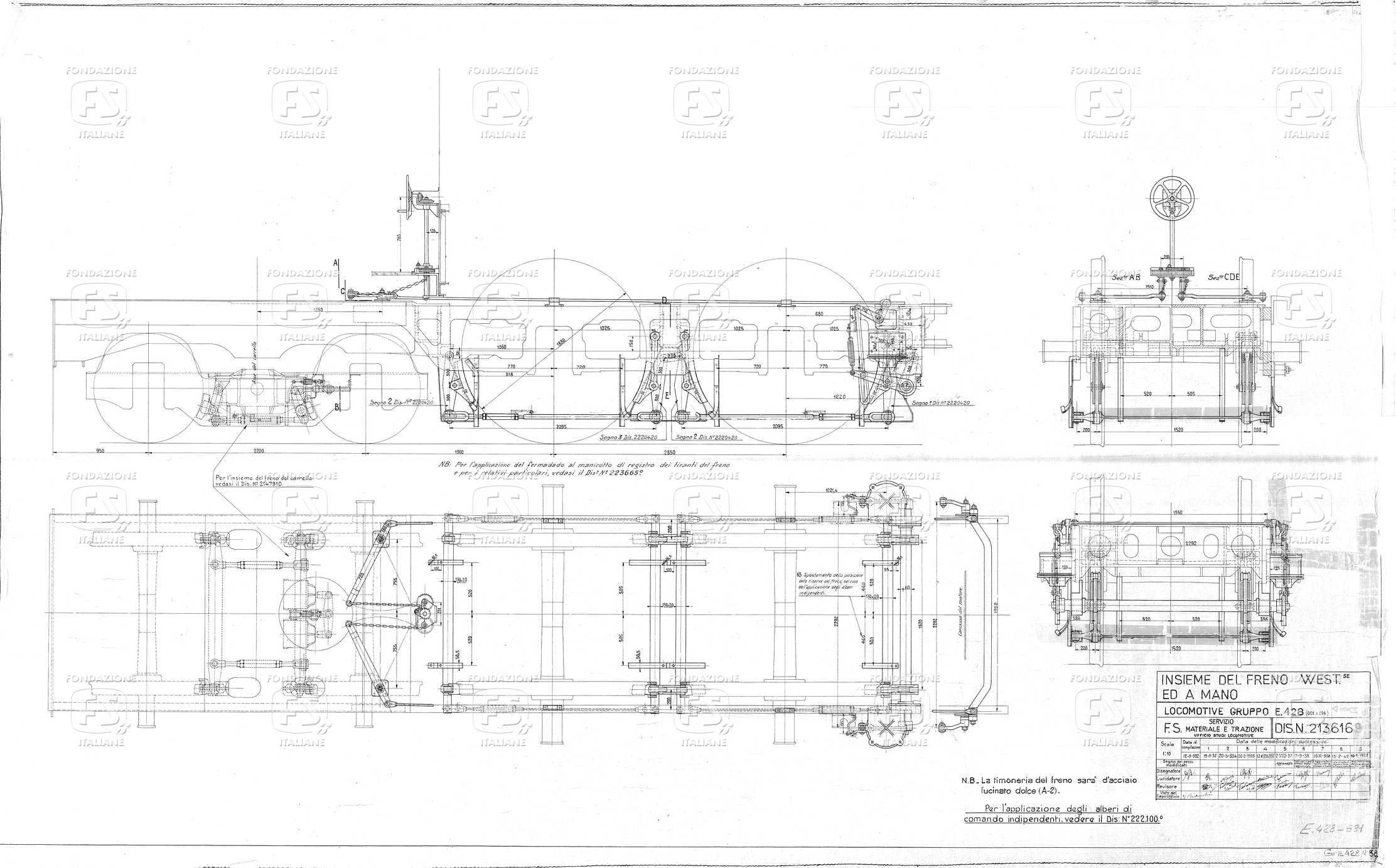 Locomotive gruppo E 428 (001  096) - Insieme del freno Westinghouse ed a mano