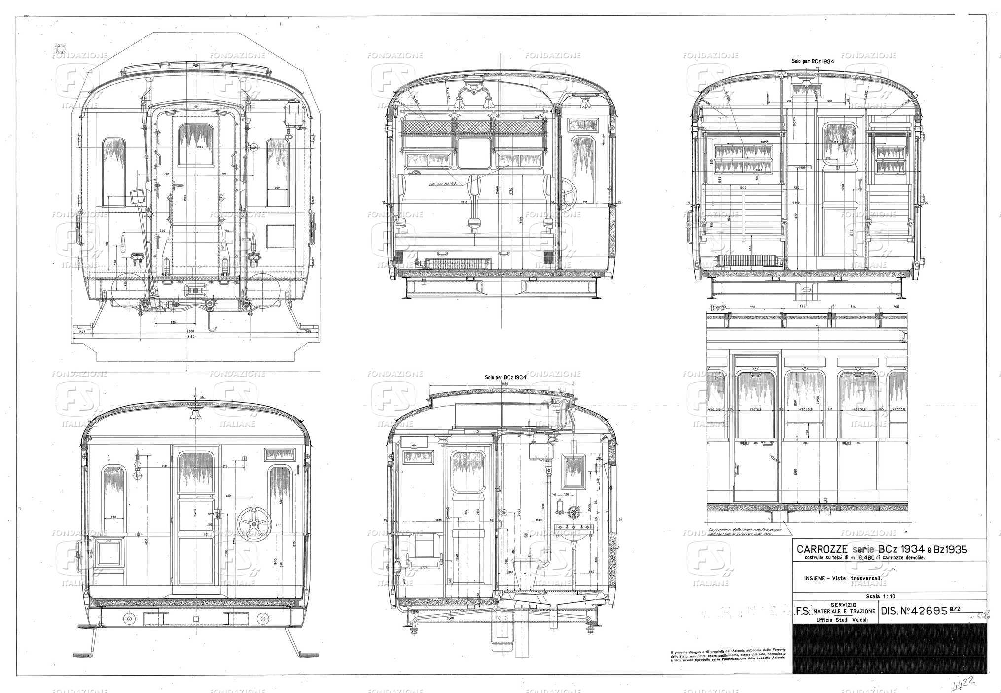 Carrozze Serie BCz 1934 e Bz 1935. Insieme.