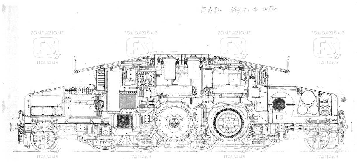 Locomotive Gruppo E 431 - Insieme vista longitudinale.