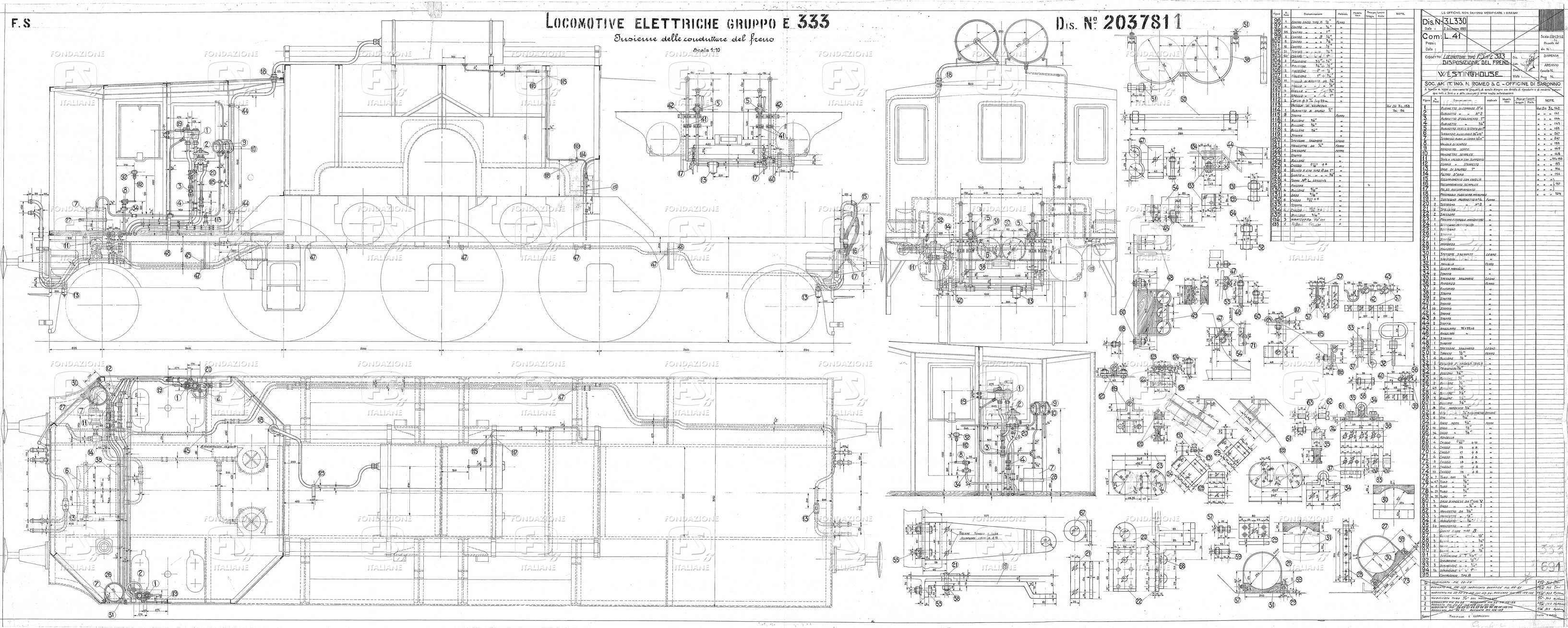 Locomotive elettriche Gruppo E 333 - Insieme delle condutture del freno