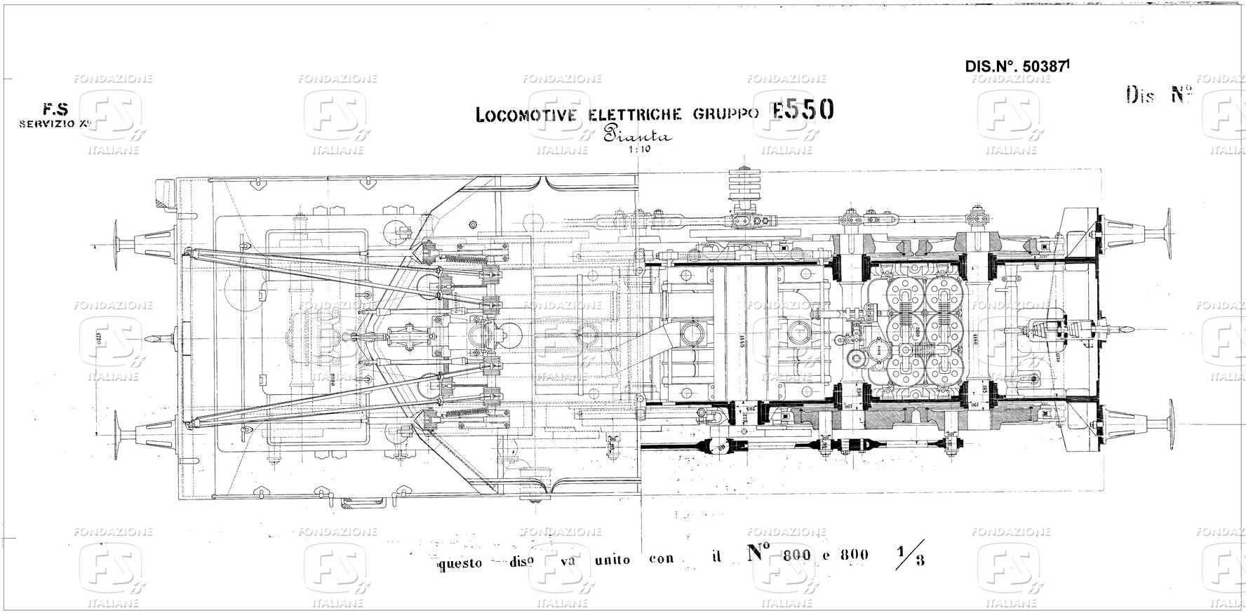 Locomotore elettriche Gruppo E 550. Pianta