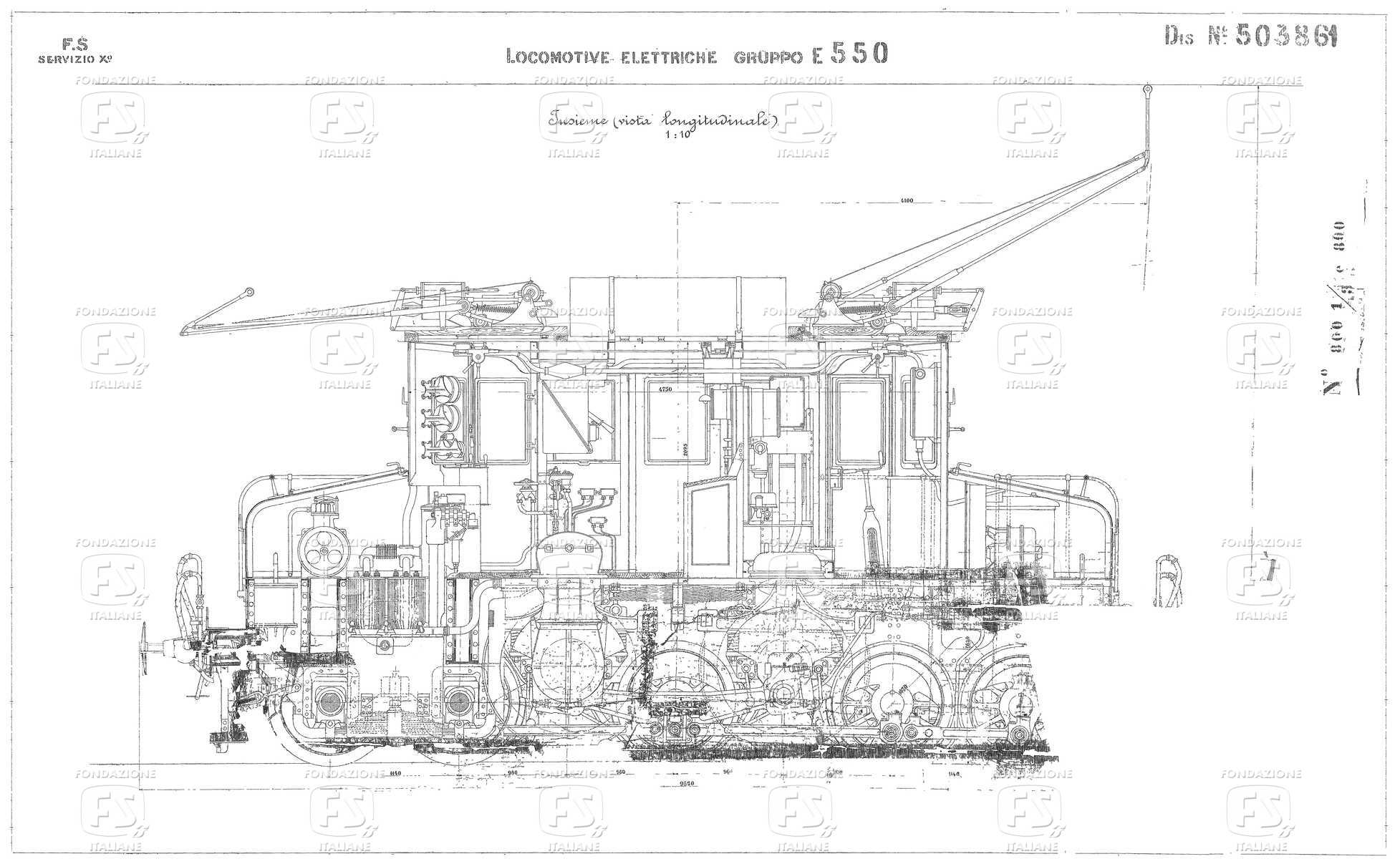 Locomotore elettriche Gruppo E 550. Insieme. Vista longitudinale