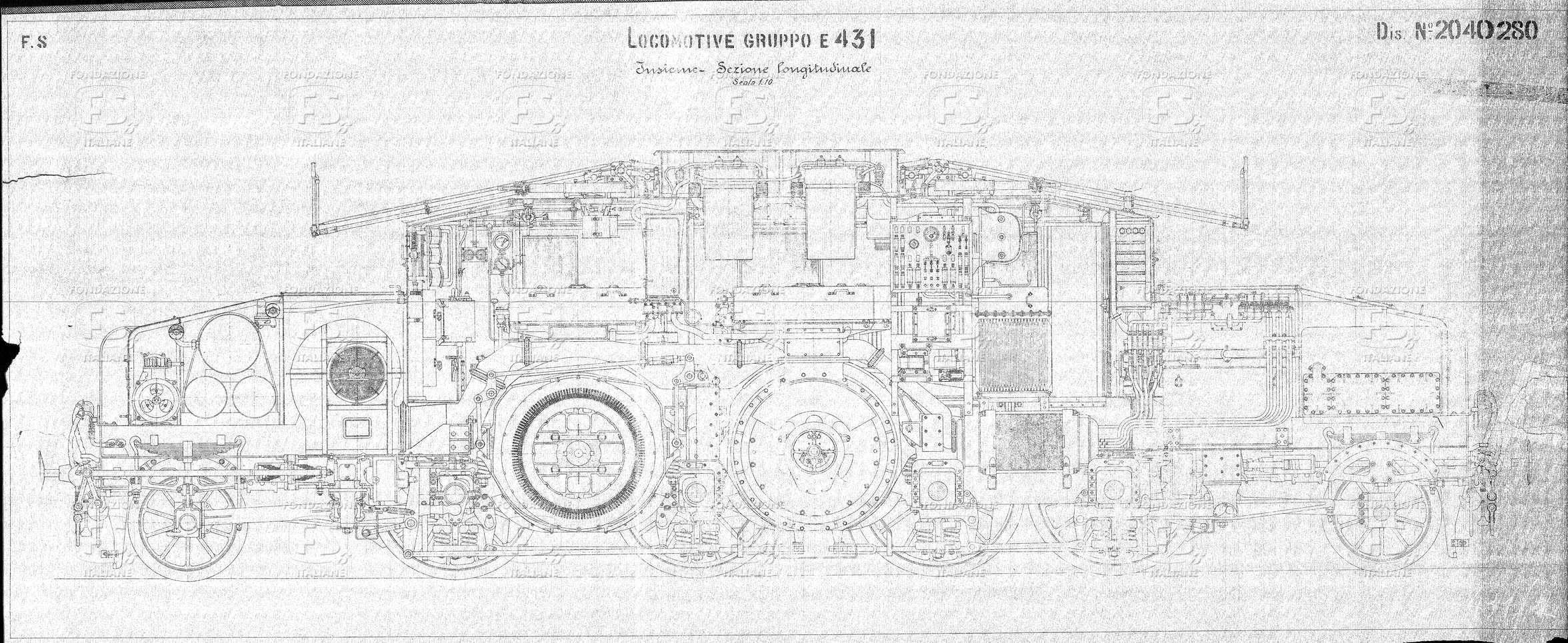 Locomotive Elettriche Gruppo E 431 - Insieme sezione longitudinale.