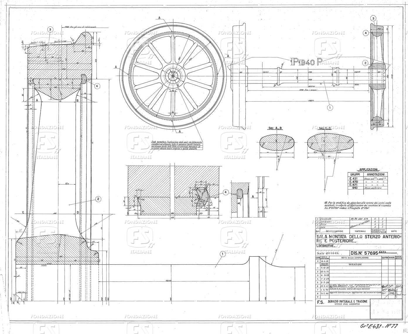 Locomotive - Sala montata dello sterzo posteriore e anteriore