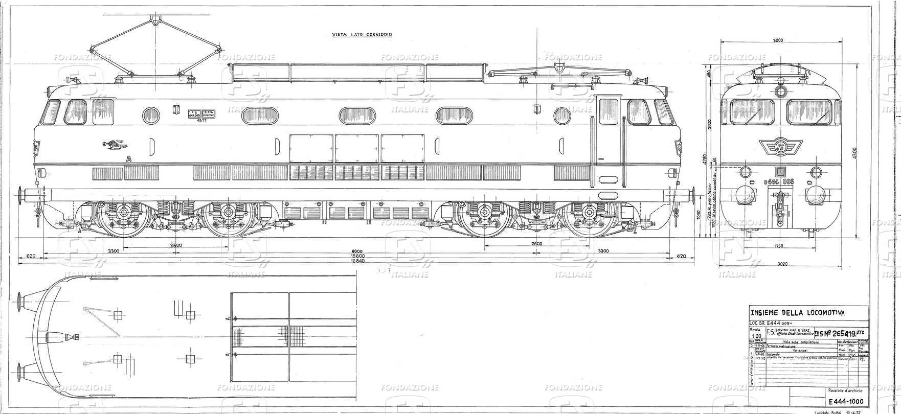 Locomotiva gruppo E 444.005 - Insieme della locomotiva