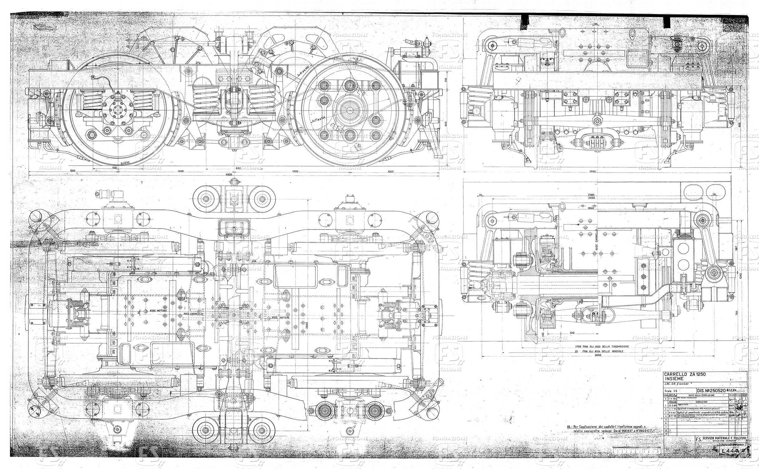 Locomotive gruppo E 444.001 - Carrello ZA 1250 - Insieme