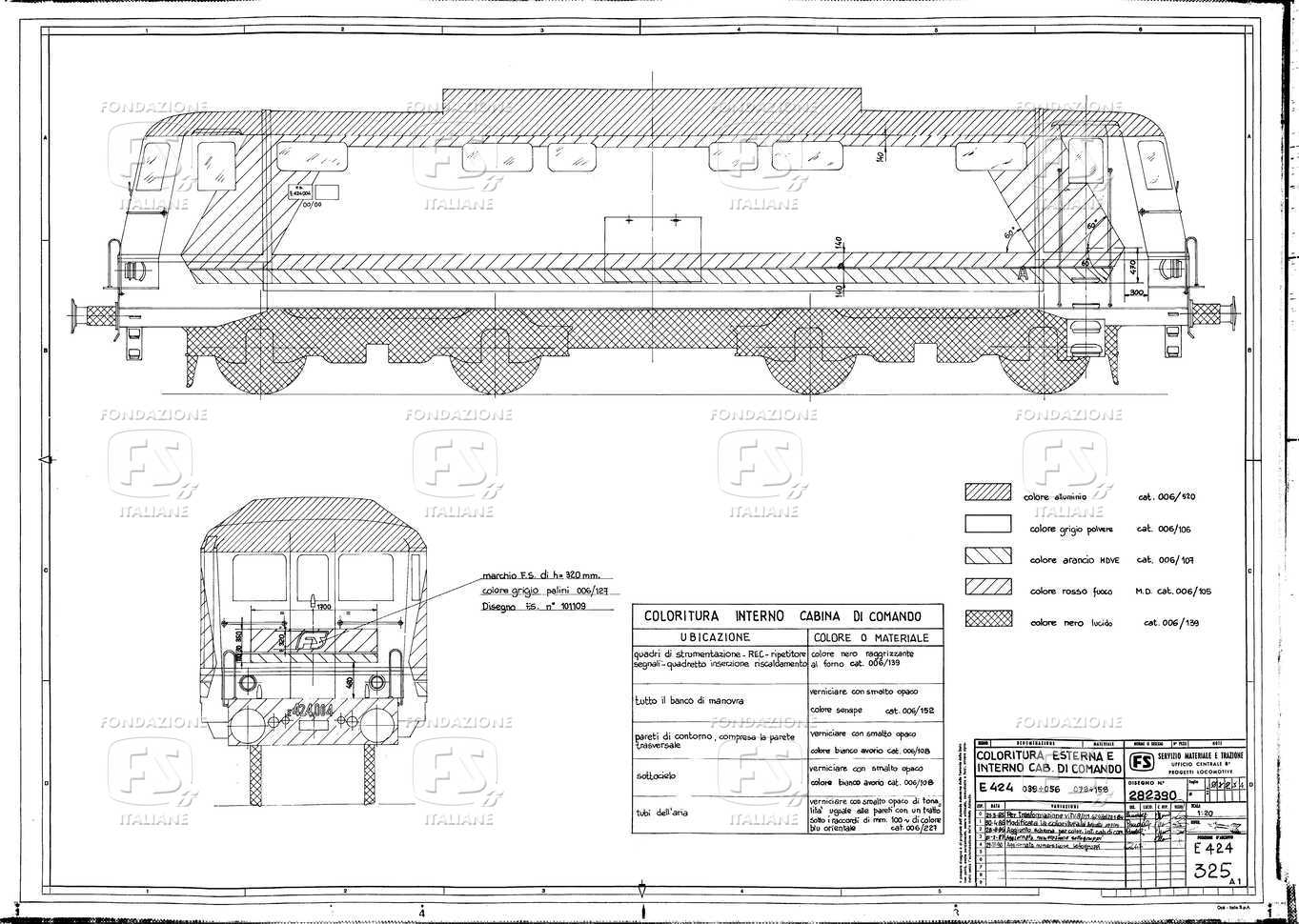 E 424 039-056; 079-0158 - Coloritura esterna e interno cabina di comando