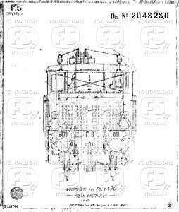 Locomotore tipo FS E 470. Vista frontale