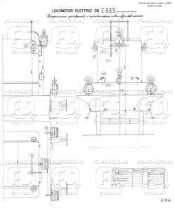 Locomotori elettrici Gruppo E 333 (dal N. 333.029-333.040) - Disposizione portafanali e portabandiere sulla cuffia del reostato.