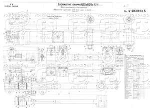 Locomotive gruppo E 622, E 625, E 626 (1 a 14) - Compressore meccanico - Disposizioni e particolari della leva, asta e biella