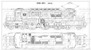 E 326 - 001. Insieme. Vista longitudinale e pianta