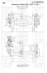 Locomotive gruppo E 622 - E 625 - E 626. Insieme del carrello. Sezioni trasversali