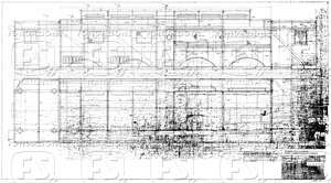 Locomotive gruppo E 428 (001 a 122)- Insieme della cabina - Viste longitudinali e pianta