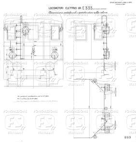 Locomotori elettrici Gruppo E 333 (dal N. 333.029-333.040) - Disposizione portafanali e portabandiere sulla cabina.