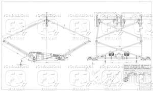 Locomotive elettriche - Archetto a pantografo per corrente trifase (con bastoni allungati). Insieme, vista longitudinale e trasversale.